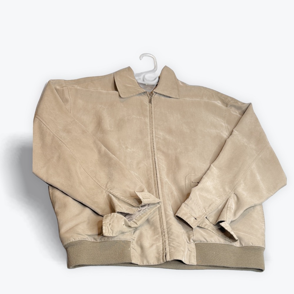 Joseph Abboud‎ Golf Jacket Mens L Beige Full Zip Collared Lightweight Coat